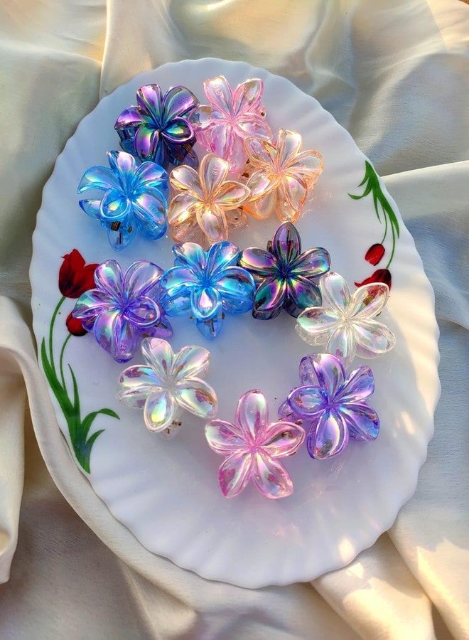 BAOER Transparent Glossy Flower Hair Claw Clips - Multicolor Pack of 4, Stylish Hair Ornaments for Women & Girls (Color may vary) - Image 3
