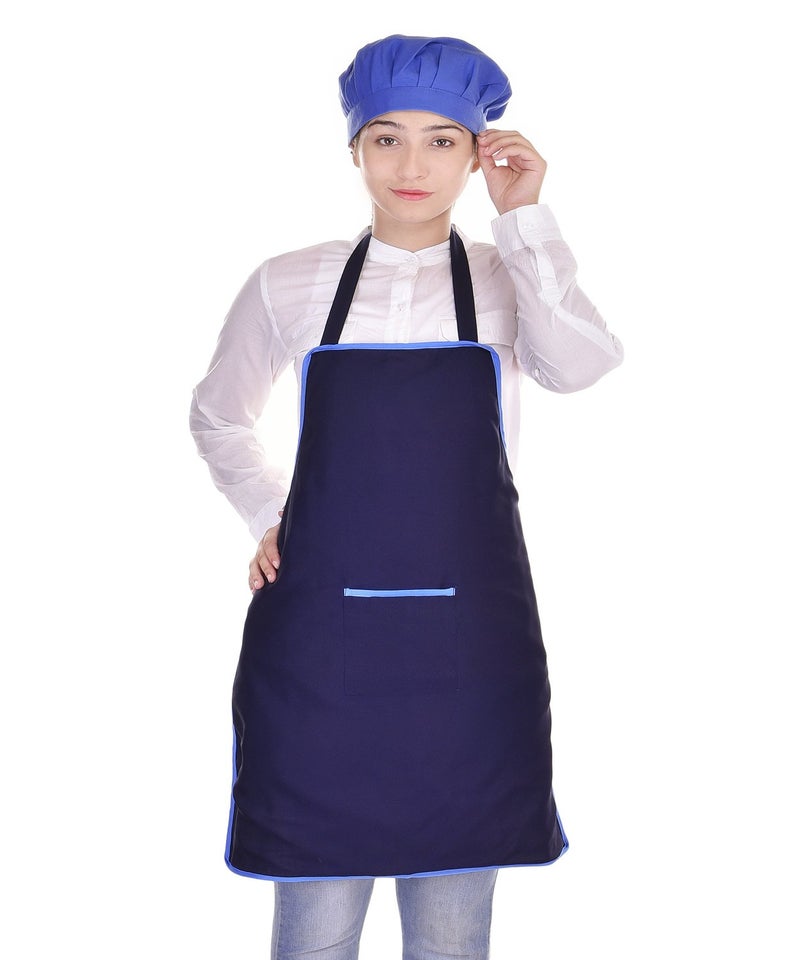 Switchon Blue and Black waterproof Kitchen Apron with Cap- set of 2 - Image 2