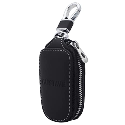 Gustave Smart Key Cover Protection Pu Leather Key Chain Bag Car Keychain Coin Holder Auto Remote Keyring Wallet - Black - Image 1