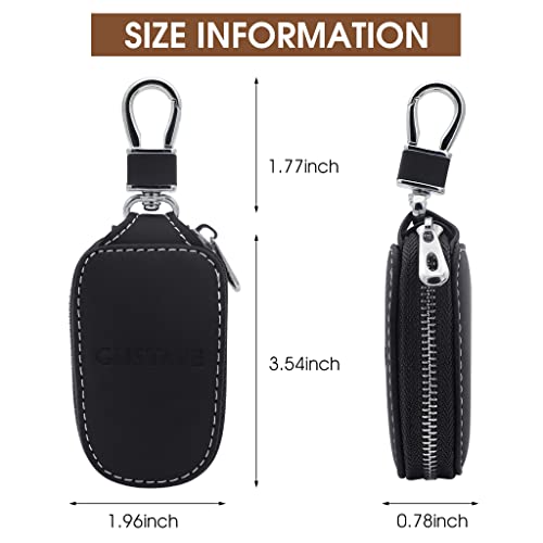 Gustave Smart Key Cover Protection Pu Leather Key Chain Bag Car Keychain Coin Holder Auto Remote Keyring Wallet - Black - Image 2