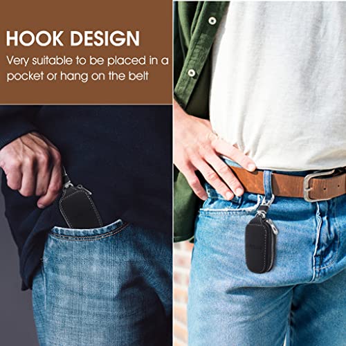 Gustave Smart Key Cover Protection Pu Leather Key Chain Bag Car Keychain Coin Holder Auto Remote Keyring Wallet - Black - Image 4