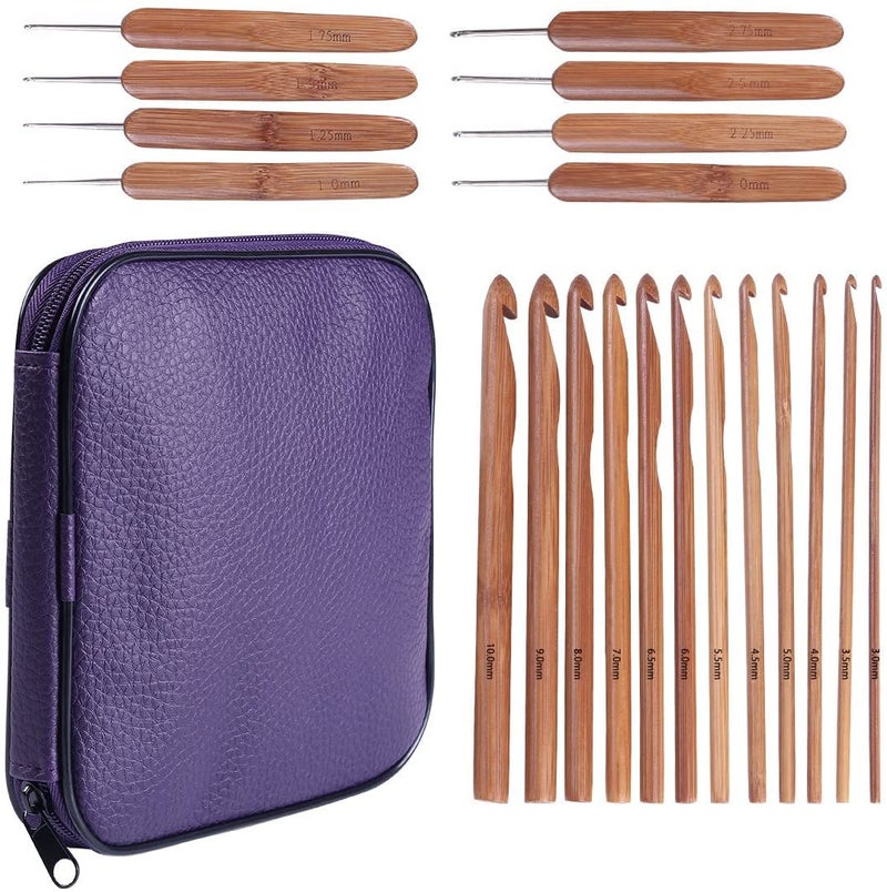 Vinayakart 20 Carbonized Bamboo Ecofreindly Light Weight Crochet Hooks Kit with Bag -12 Pcs (3-10mm), 8 Pcs 1-2.75 mm Hand Sewing Needle (Crochet Needle 3-10 mm, 1-2.75 mm Pack of 20) - Image 1
