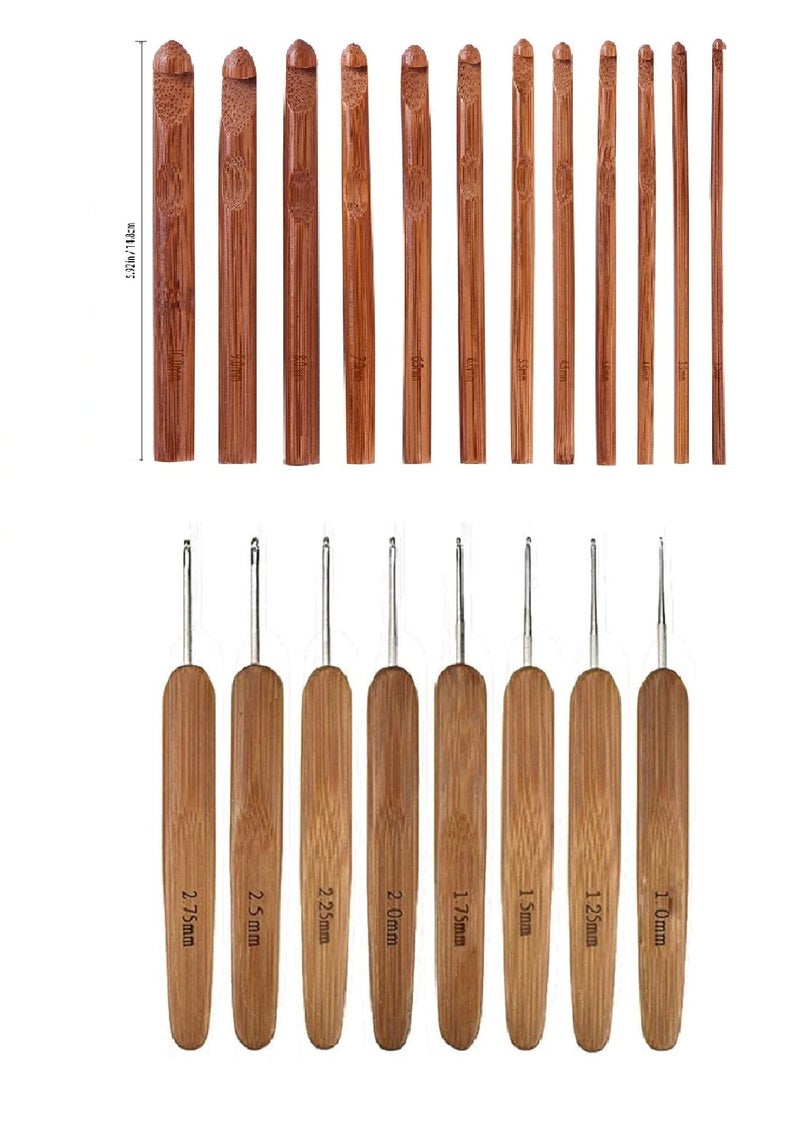 Vinayakart 20 Carbonized Bamboo Ecofreindly Light Weight Crochet Hooks Kit with Bag -12 Pcs (3-10mm), 8 Pcs 1-2.75 mm Hand Sewing Needle (Crochet Needle 3-10 mm, 1-2.75 mm Pack of 20) - Image 5