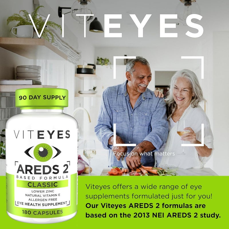 Viteyes AREDS 2 Eye Vitamins Classic Macular Support Allergen Free Capsules with Natural Vitamin E Vitamin C Zinc Copper Lutein  Zeaxanthin Eye Doctor Trusted Manufactured in The USA 180 Ct - Image 2