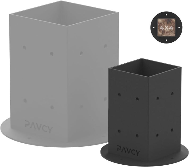 PAVCY قاعدة عمود فائق التحمل، حامل عمود GMINO 4x4 لمجموعة البرغولا، ركيزة سياج، درابزين سطح - (مجموعة من 2) - Image 3