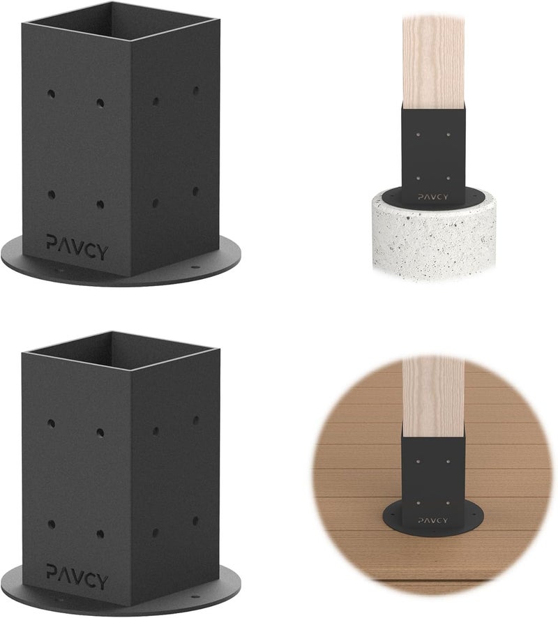 PAVCY قاعدة عمود فائق التحمل، حامل عمود GMINO 4x4 لمجموعة البرغولا، ركيزة سياج، درابزين سطح - (مجموعة من 2) - Image 1