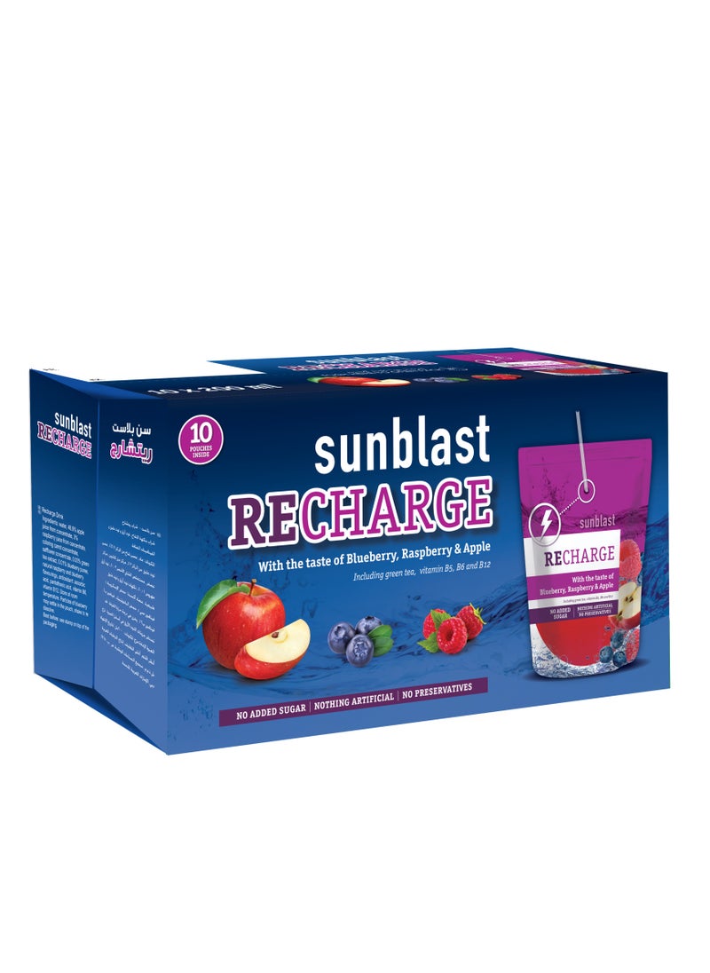 Sun Blast - Recharge Blueberry Raspberry And Apple Drink 10 x 200ml - Image 1