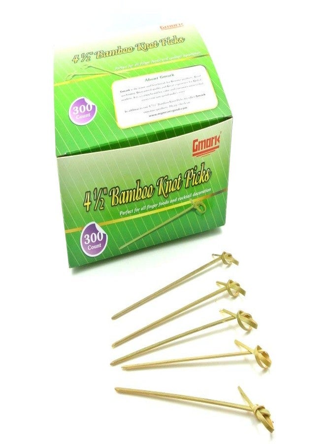 Gmark Bamboo Cocktail Picks 4.5" 300 ct - Bamboo Knot Skewers, Looped Knot Twisted Ends Perfect for Cocktail Party, Barbeque, Club Sandwiches - Pack in Box GM1114 - Image 1