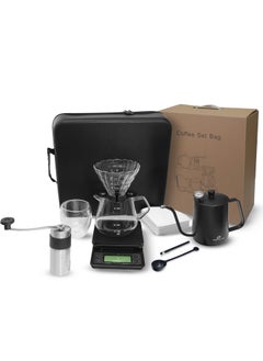 ESSENTIALS 360 V60 Pour Over Coffee Maker Set - Portable Coffee Kit 9Pcs with V60 Kettle, Digital Scale, Double Walled Mug, Glass Server, Manual Grinder, Glass Dipper, 100 Paper Filters & Coffee Scoop  - Image 3