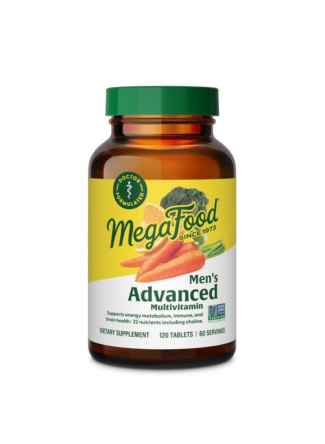 MegaFood Men's Advanced Multivitamin for Men - Doctor -Formulated - Choline, Vitamin B12, Vitamin D, Vitamin C & Zinc - Brain Health & Immune Support - Non-GMO - Vegetarian - 120 Tabs (60 Servings) - Image 1