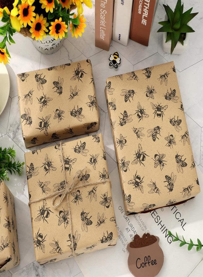FYSUIMU Bee Kraft Wrapping Paper -Mini Roll- 17 Inch x 32.8 Ft Honey Bee Gift Wrap Paper Bulk Spring Summer Art Papers for Birthday Wedding DIY Crafts - Image 5