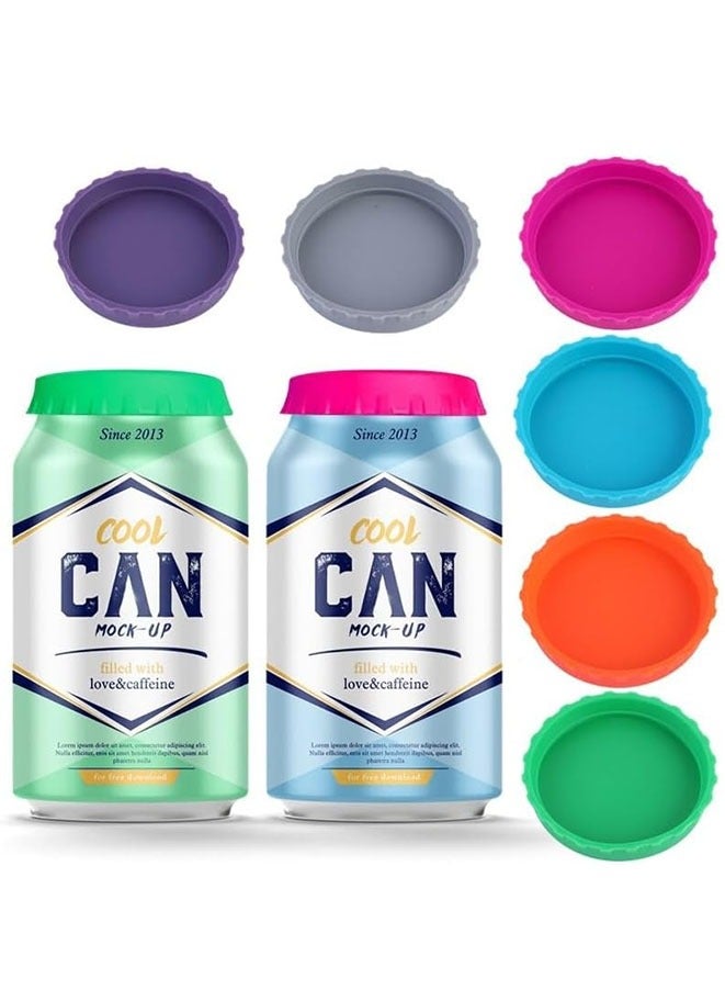 6Pcs Silicone Can Lids, Leak-proof Water-proof Soda Bottle Caps, Beverage Dust-Proof And Leak-Proof Sealing Caps, Reusable Can Sealing Caps, For Soda, Cans