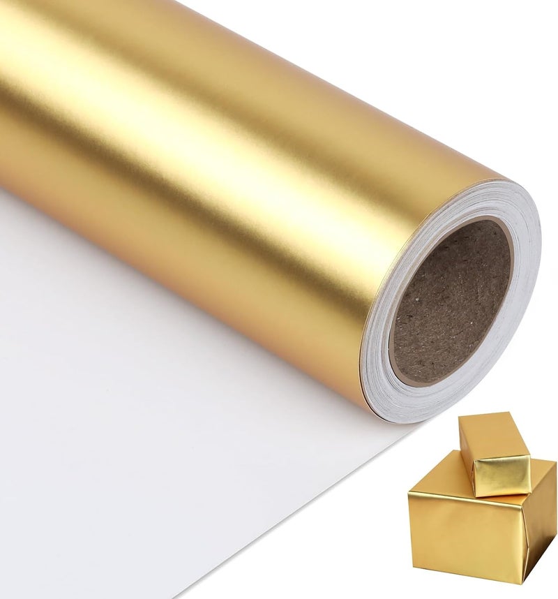 Matte Wrapping Paper 10m*44cm Gold Finish - Elegant Festive Wrapping Paper for Wedding Valentine Christmas Birthday Party Gift Packaging - Image 1