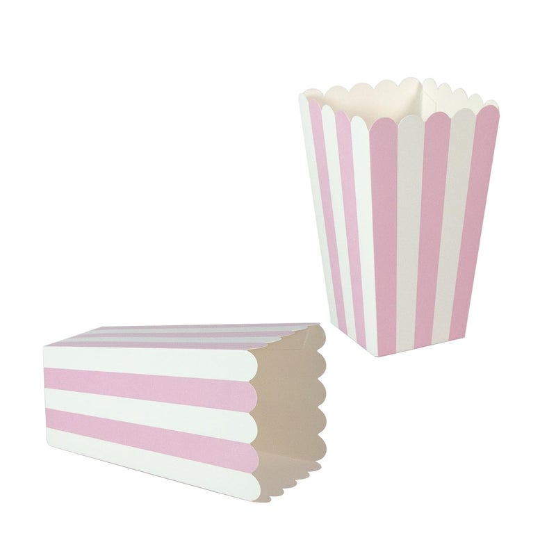XIEHE 24 Pack Pink Striped Popcorn Boxes - Mini Paper Containers for Parties - Image 3