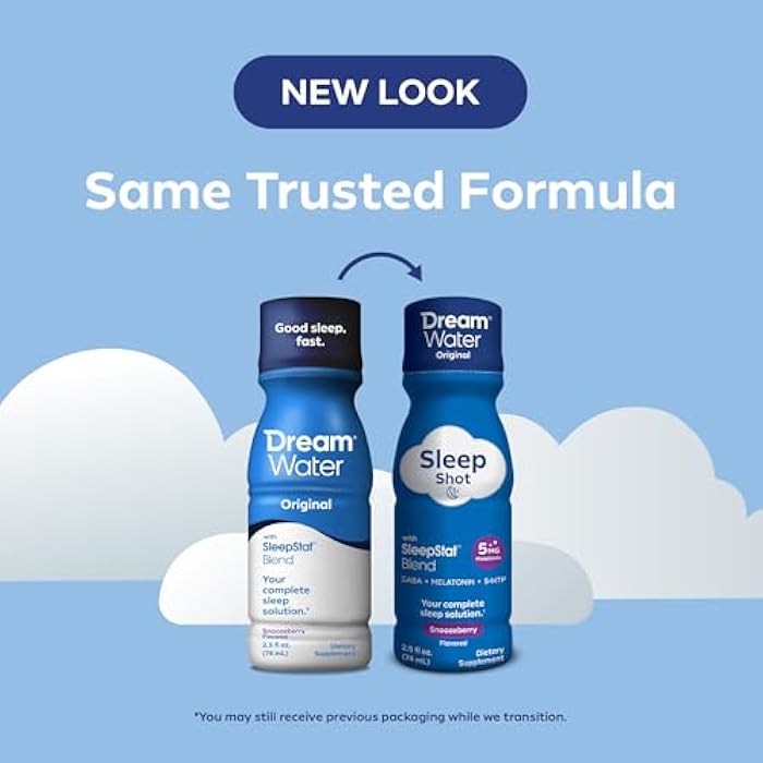 Dream Water دريم ووتر سليب إيد سابليمنت درينك؛ ميلاتونين 5mg، GABA، 5-HTP؛ صفر سكر، ناتشورال فليفرز، نو أددد كلرز، 2.5 oz ليكويد سليب شوتس، سنوزبيري، 4-كاونت - Image 3