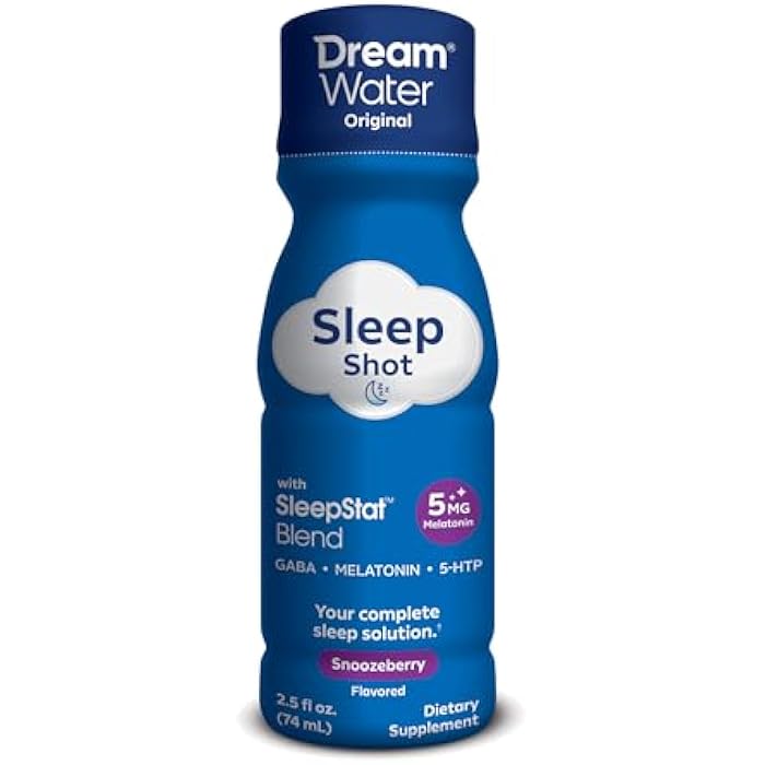 Dream Water دريم ووتر سليب إيد سابليمنت درينك؛ ميلاتونين 5mg، GABA، 5-HTP؛ صفر سكر، ناتشورال فليفرز، نو أددد كلرز، 2.5 oz ليكويد سليب شوتس، سنوزبيري، 4-كاونت - Image 5