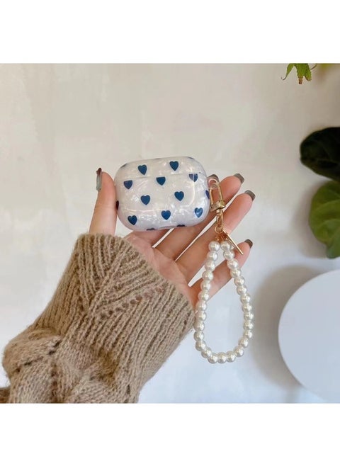 Suitable For AirPods 4 Headset Protective Cover Cartoon Shell Pattern For Apple1/2/3 Generation Pro2 Bluetooth Pendant Bracelet-Color:Shell Bracelet-Blue Love-Model:AirPods Pro (protective Sleeve)