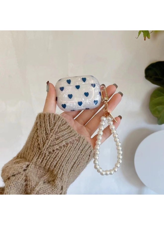 Generic - Suitable For AirPods 4 Headset Protective Cover Cartoon Shell Pattern For Apple1/2/3 Generation Pro2 Bluetooth Pendant Bracelet-Color:Shell Bracelet-Blue Love-Model:AirPods Pro (protective Sleeve) - Image 1