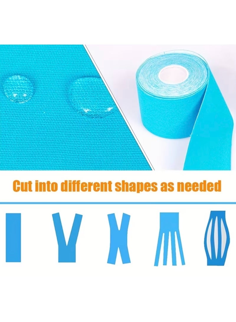 CleanWave - The Pure Effect Kinesiology Athletic Tape  2.5cm x 5m – Muscle Support & Pain Relief, Waterproof, Breathable Sports Tape for Gym, Running, Tennis & Injury Recovery - Sky Blue - Image 1