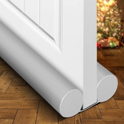 Holikme Door Draft Stopper Door Sweep Weather Stripping Noise Blocker Window Breeze Blocker Adjustable Draft Door Closers, Grey - Image 1