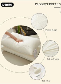 DUNISO 1 PCS Super Comfort Bed Pillow, High Rebound Sleep Pillow for Neck Shoulder Pain Relief, Washable Embroidered Silk Pillow for Side, Back & Stomach Sleepers  - Image 2