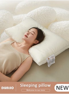 DUNISO 1 PCS Super Comfort Bed Pillow, High Rebound Sleep Pillow for Neck Shoulder Pain Relief, Washable Embroidered Silk Pillow for Side, Back & Stomach Sleepers  - Image 1