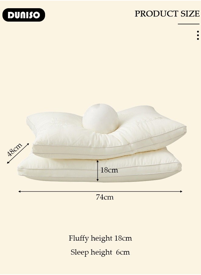 DUNISO 1 PCS Super Comfort Bed Pillow, High Rebound Sleep Pillow for Neck Shoulder Pain Relief, Washable Embroidered Silk Pillow for Side, Back & Stomach Sleepers  - Image 4