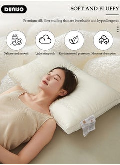 DUNISO 1 PCS Super Comfort Bed Pillow, High Rebound Sleep Pillow for Neck Shoulder Pain Relief, Washable Embroidered Silk Pillow for Side, Back & Stomach Sleepers  - Image 5