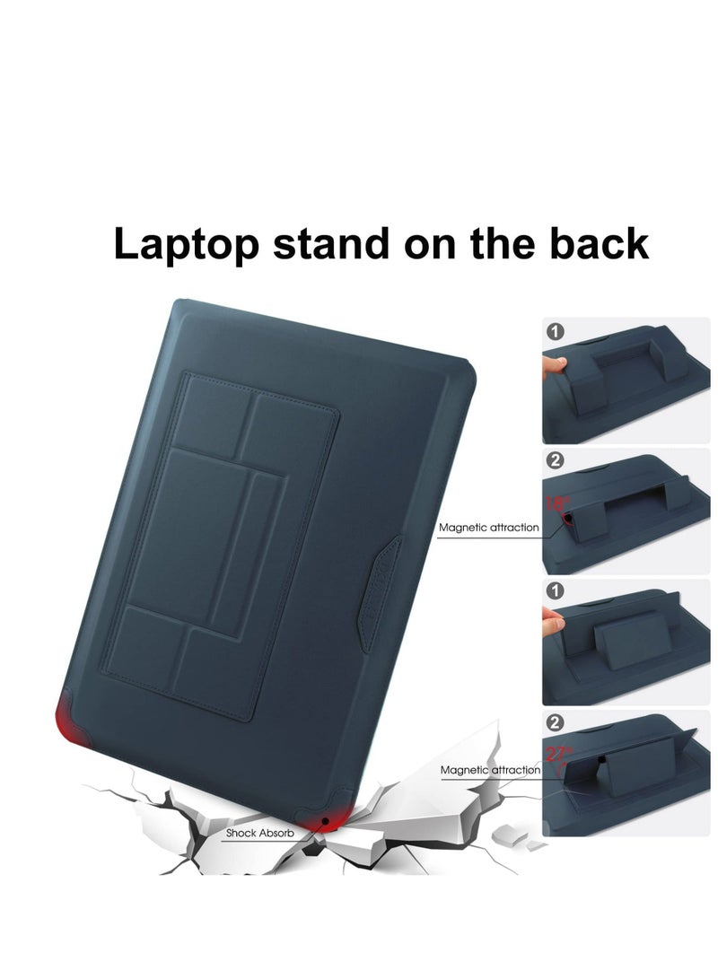 Captaintech 13 14 Inch Laptop Sleeve Case Leather Bag Compatible with MacBook Air 13.3''/13.6'' M1 M2/MacBook Pro 13 2022 2016 Dell XPS 13 Surface Pro X 8 7 6 5 Surface Laptop 13.5 Inch Navy - Image 5