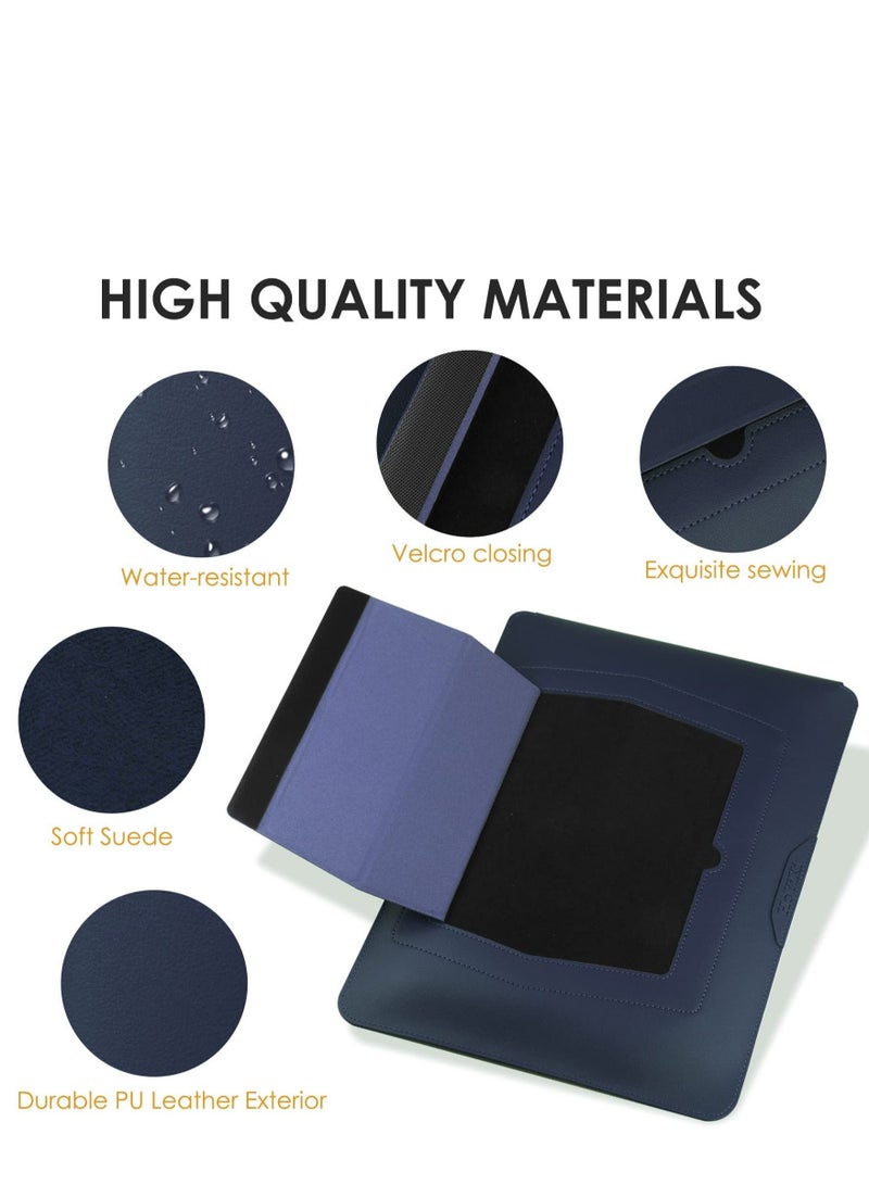 Captaintech 13 14 Inch Laptop Sleeve Case Leather Bag Compatible with MacBook Air 13.3''/13.6'' M1 M2/MacBook Pro 13 2022 2016 Dell XPS 13 Surface Pro X 8 7 6 5 Surface Laptop 13.5 Inch Navy - Image 2