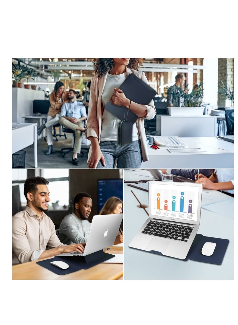 Captaintech 13 14 Inch Laptop Sleeve Case Leather Bag Compatible with MacBook Air 13.3''/13.6'' M1 M2/MacBook Pro 13 2022 2016 Dell XPS 13 Surface Pro X 8 7 6 5 Surface Laptop 13.5 Inch Navy - Image 3