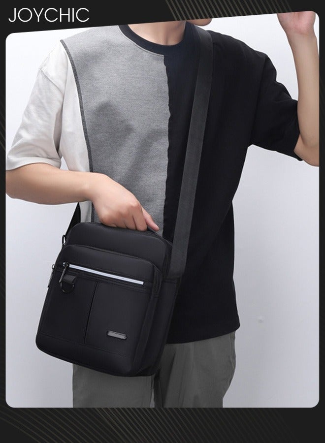 Joychic حقيبة كتف متعددة الوظائف للرجال مصنوعة من النايلون مقاومة للاهتراء حقيبة عمل متعددة المقصورات حقيبة مريحة للهاتف المحمول حقيبة رياضية عبر الجسم للسفر والمدرسة والمكتب باللون الأسود - Image 2