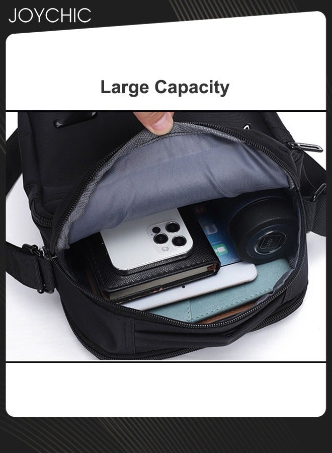 Joychic حقيبة كتف متعددة الوظائف للرجال مصنوعة من النايلون مقاومة للاهتراء حقيبة عمل متعددة المقصورات حقيبة مريحة للهاتف المحمول حقيبة رياضية عبر الجسم للسفر والمدرسة والمكتب باللون الأسود - Image 4