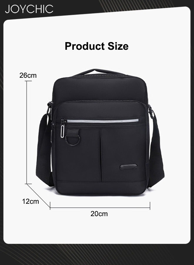 Joychic حقيبة كتف متعددة الوظائف للرجال مصنوعة من النايلون مقاومة للاهتراء حقيبة عمل متعددة المقصورات حقيبة مريحة للهاتف المحمول حقيبة رياضية عبر الجسم للسفر والمدرسة والمكتب باللون الأسود - Image 5