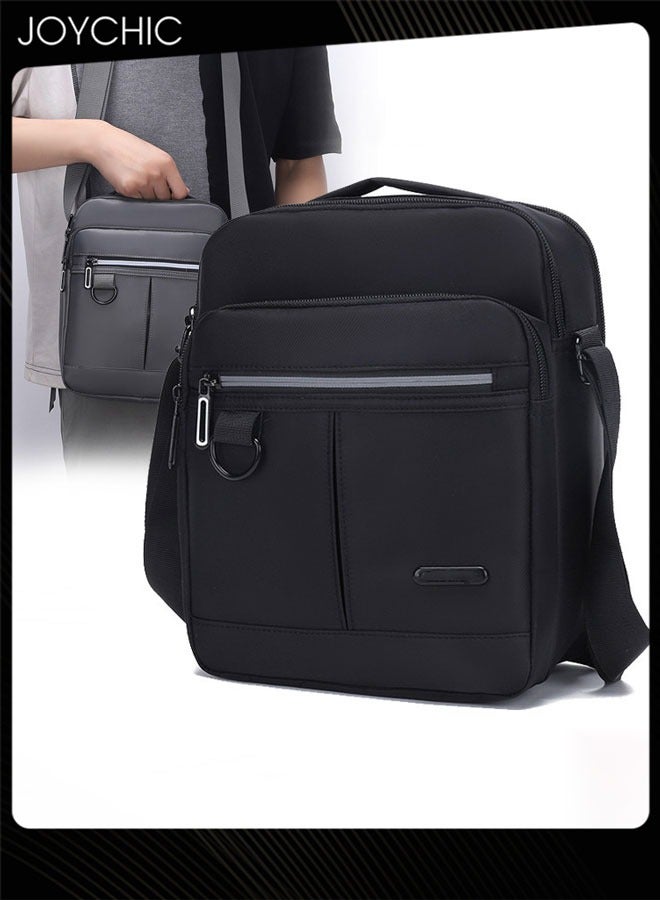 Joychic حقيبة كتف متعددة الوظائف للرجال مصنوعة من النايلون مقاومة للاهتراء حقيبة عمل متعددة المقصورات حقيبة مريحة للهاتف المحمول حقيبة رياضية عبر الجسم للسفر والمدرسة والمكتب باللون الأسود - Image 1