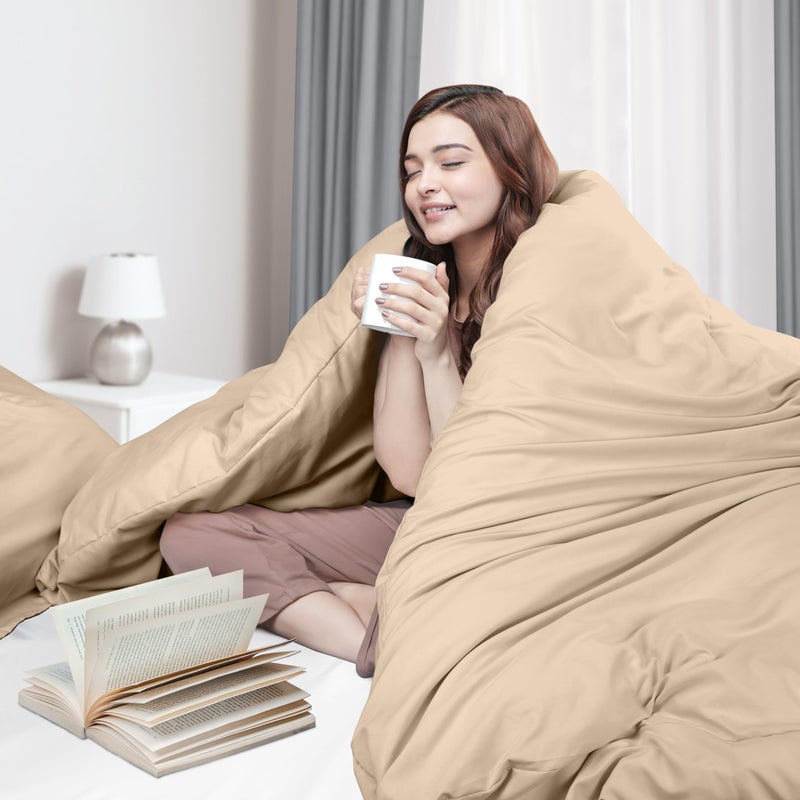 Utopia Bedding Duvet Cover Queen Size - 3 Piece with Zipper Closure - 1 Comforter Cover 90X90 Inches & 2 Pillow Shams 20X26 Inches (Beige) Comforter Not Included - Image 3