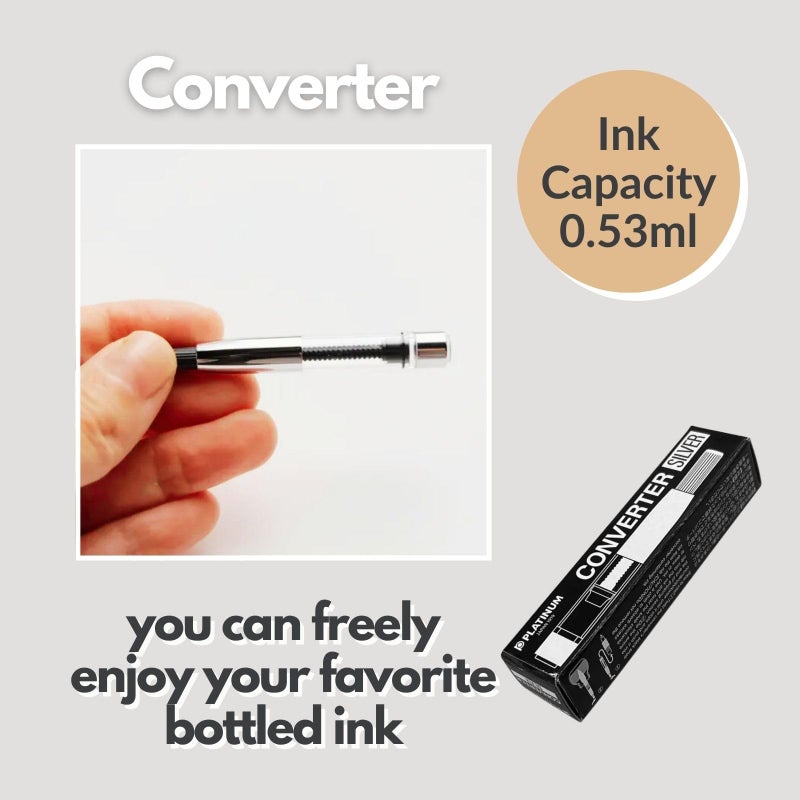 Someie Fountain Pen Set ï½œPreppy Fine Nib 0.3mm Black (PSQ-300#1-2) ï¼† Converter Silver (700A) ï¼† 10 Black Ink Cartridges (SPSQ-400#1) ï¼† 5 Colors Sticky Notes - Image 4
