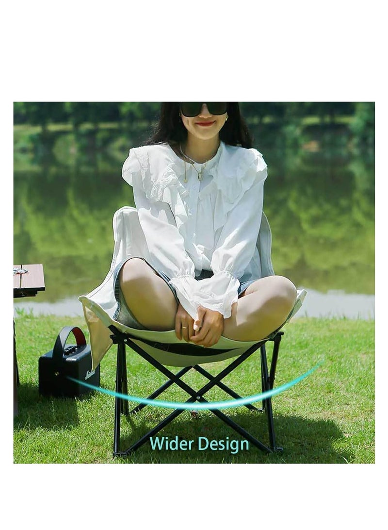 CityRiya-Long Foldable Camping Chair Portable Beach Chair Leisure Folding Chair with Carry Bag for Outdoor Camping, Beach, Picnic, Barbeque, Fishing and Travel (Beige, Moon chair x 2) - Image 5