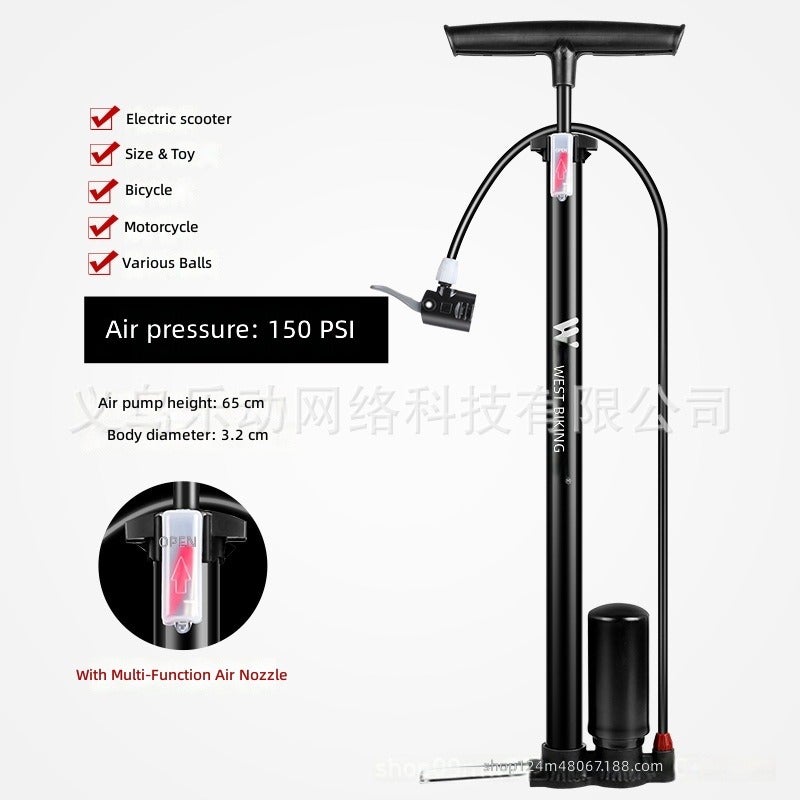 WEST BIKING High Pressure Air Pump for Bicycle, Car, Basketball, Electric Bike, Motorcycle - Portable Home Use, 160PSI, Aluminum Alloy, Presta/Schrader Valve