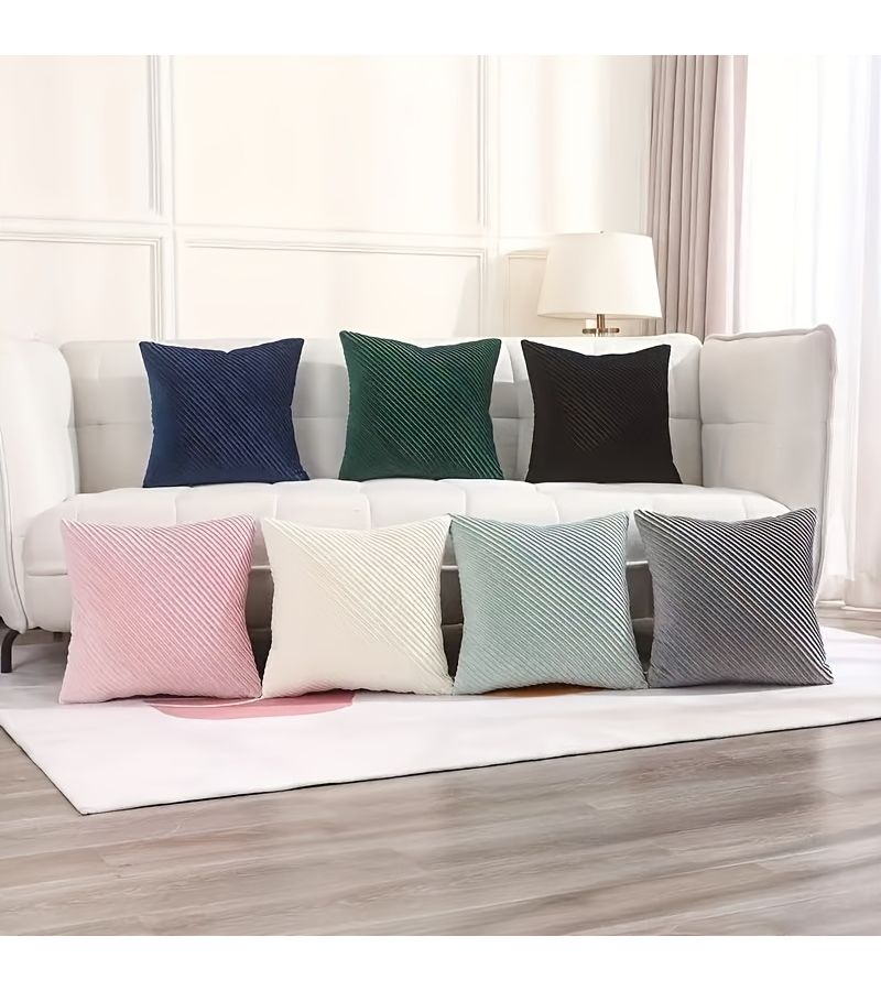 1 Dark Green Color Velvet Embossed Pillowcase 50cm 20 In Twill Embossing Soft Comfortable Fabric Origami Design For Bed Living Room Sofa Decoration - Image 1