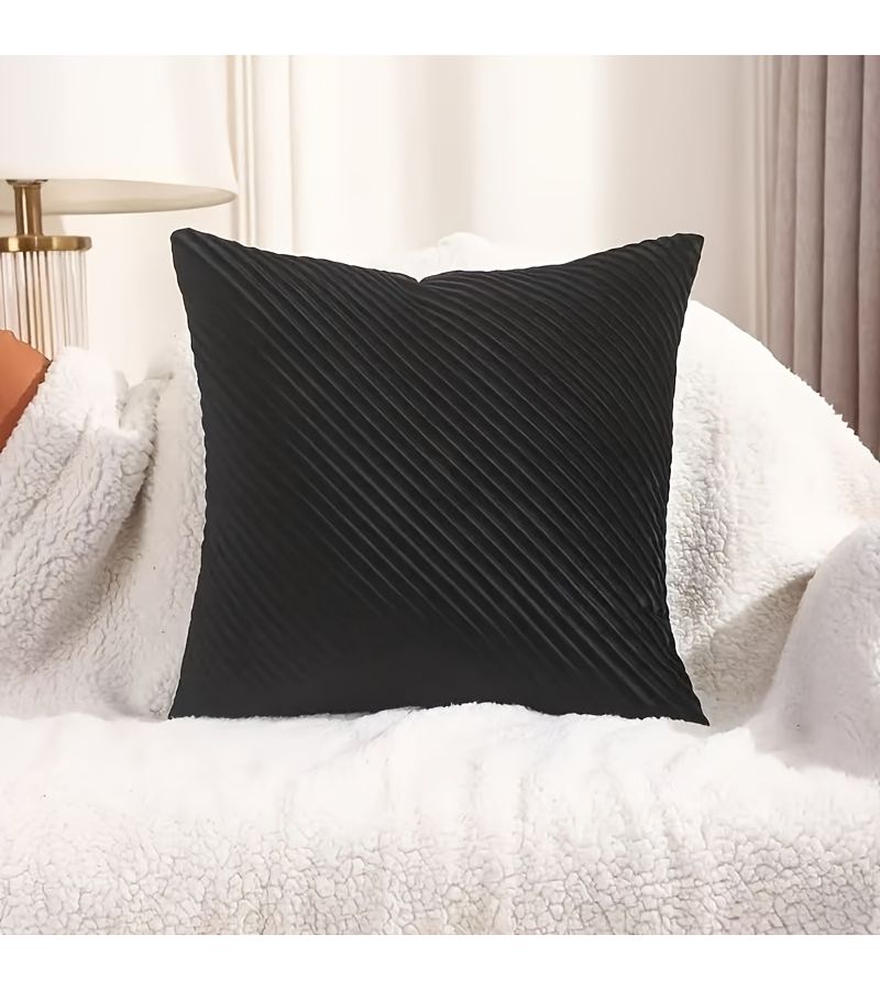 1 Dark Green Color Velvet Embossed Pillowcase 50cm 20 In Twill Embossing Soft Comfortable Fabric Origami Design For Bed Living Room Sofa Decoration - Image 5