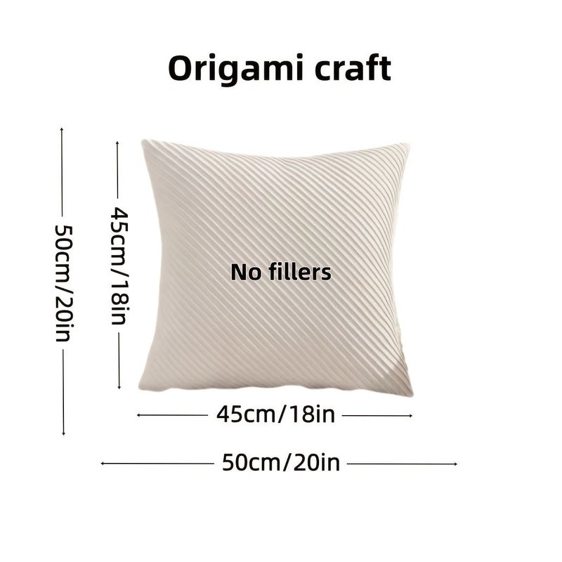 1 Dark Green Color Velvet Embossed Pillowcase 50cm 20 In Twill Embossing Soft Comfortable Fabric Origami Design For Bed Living Room Sofa Decoration - Image 3