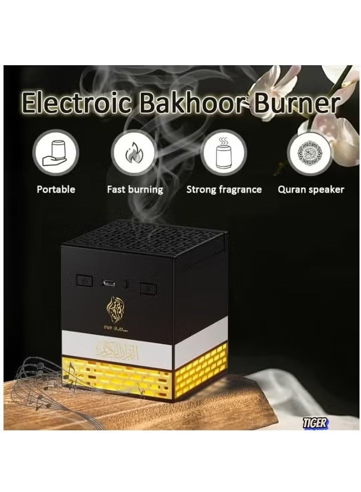 TIGER SQ178 Quran Speaker & Bakhoor | Multi-Functional Islamic Speaker with 18 Reciters & 15 Translations | LED Lights & Built-in Bakhoor Incense Holder | Quran Chapters, Duas & Nasheeds | Ideal for Spiritual Listening & Home Décor - Image 3