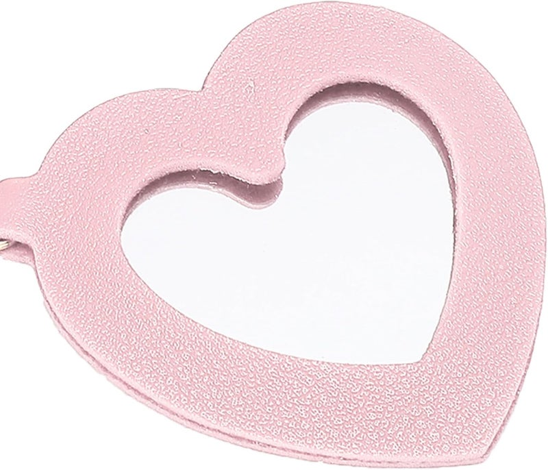 Yosoo Lipstick Case, Premium PU Leather Alloy Lipstick Holder Keychain with Heart Shaped Mirror, for Women Travel Purse (Pink) - Image 5