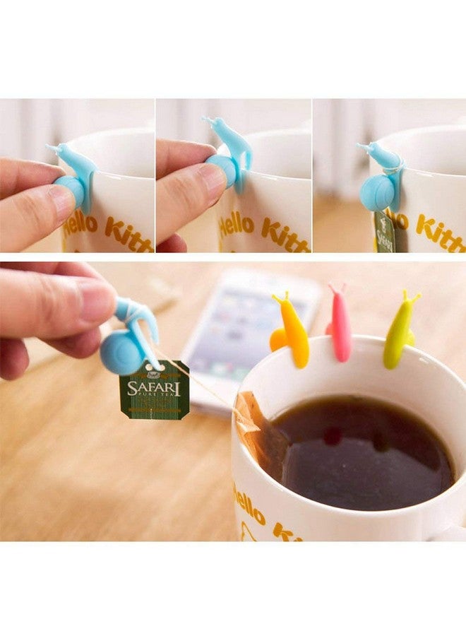 SOSUO 10pcs Cute Snail Shape Silicone Tea Bag Holder Cup Mug Candy Colors Gift Set - Image 2