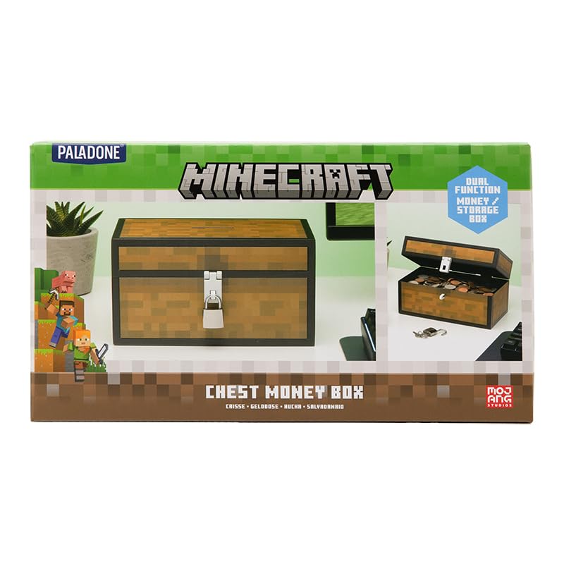 Paladone Minecraft Official Chest Money Bank Gamer Room Decor Gift for Boys and Girls Piggy Bank for Bedroom or Playroom Paladone - Image 4