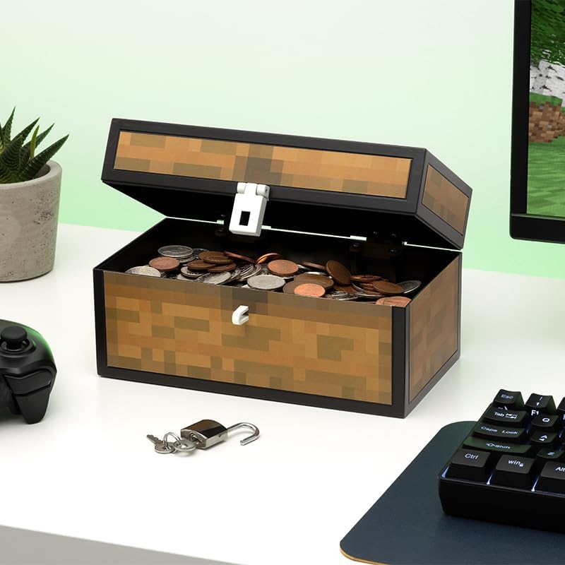 Paladone Minecraft Official Chest Money Bank Gamer Room Decor Gift for Boys and Girls Piggy Bank for Bedroom or Playroom Paladone - Image 3