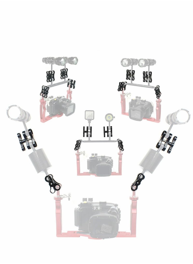 Y&D 4pcs 1'' Ball Clamp Mount, Aluminum Standard Long Clip Adapter Bracket Holder for Action Sports Camera Underwater Housing Diving Light Arm Connected Accessories  - Image 4