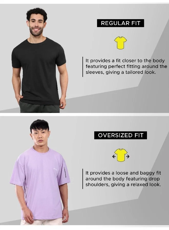 بيونغ تيشيرت رجالي واسع بأكمام بسحاب لون ليلكي