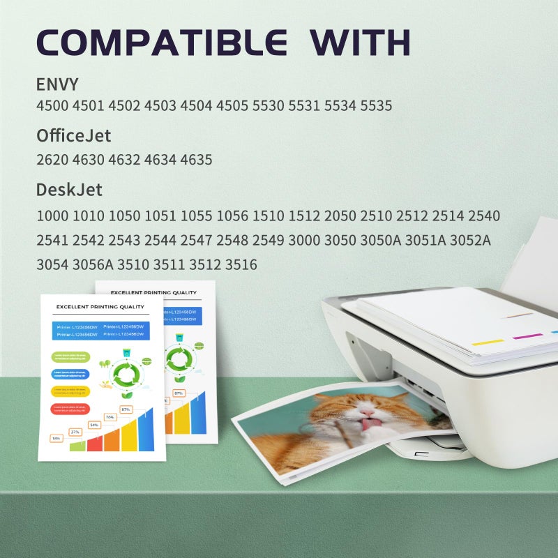 ZIPRINT خرطوشة حبر معاد تصنيعها من ZIPRINT بديل لحزمة HP 61XL المجمعة، لطابعات HP Envy 4500 5530 4502 OfficeJet 4635 4630 خرطوشة حبر 61XL سوداء، ثلاثية الألوان، حزمة من 2 - Image 2